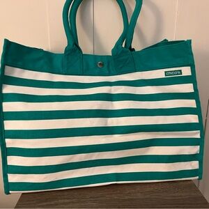 Chico's Turquoise and White Striped Tote
